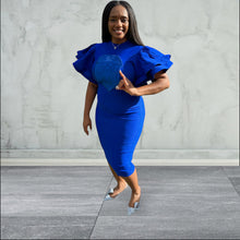 Load image into Gallery viewer, Blue shield, dove sleeve dress