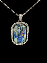 Load image into Gallery viewer, Double sided bezeled rhinestone pendant & necklace