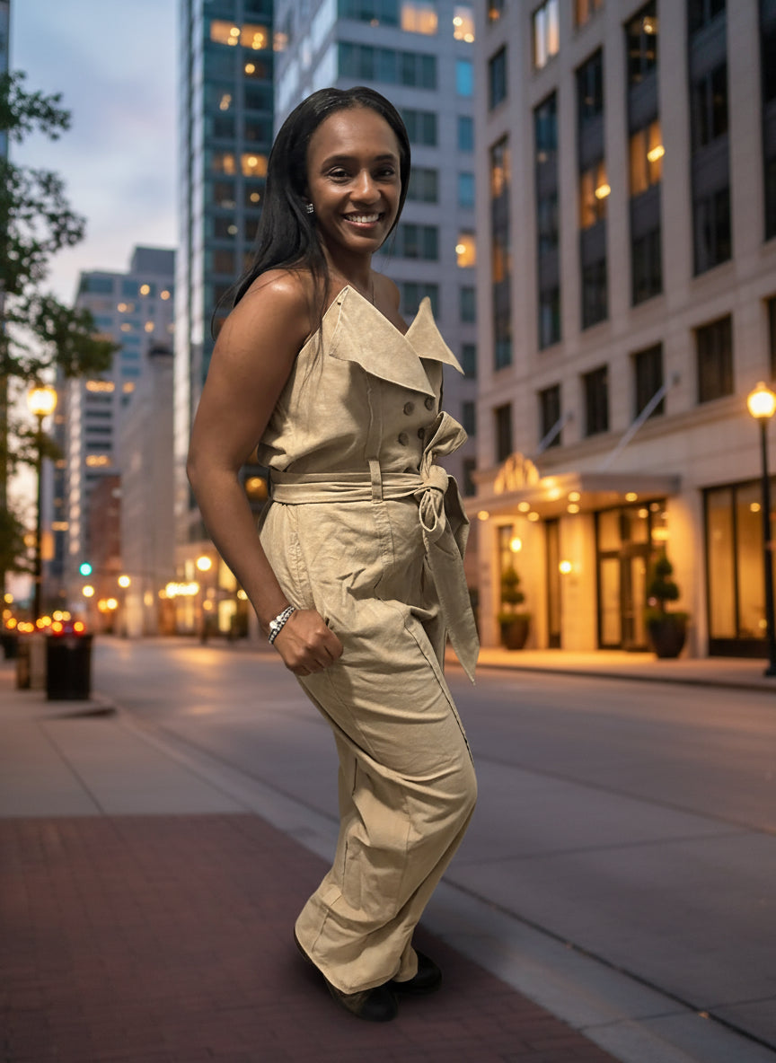 Corduroy wide leg one piece- Making The Cut