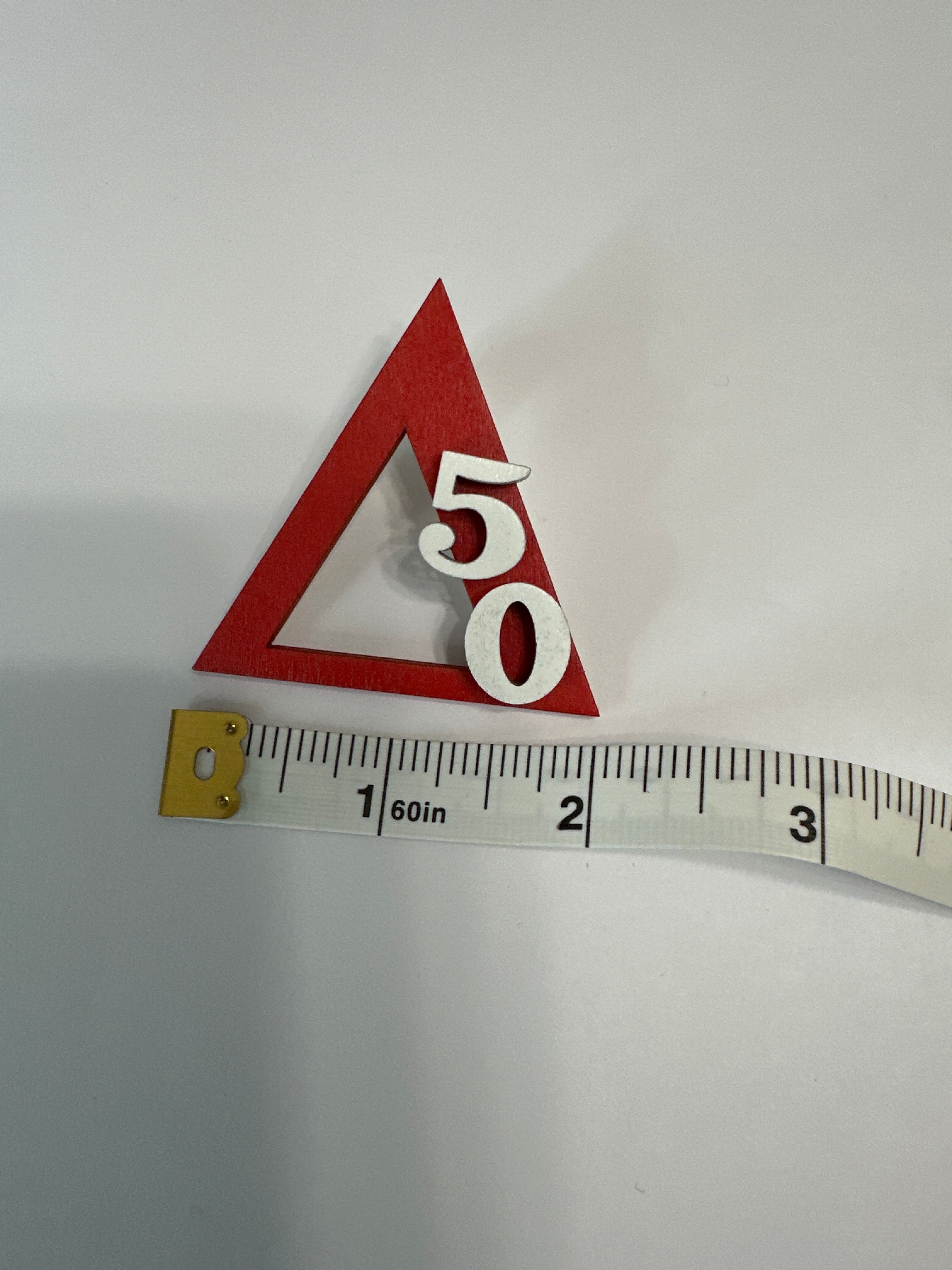 Delta Pyramid Pin – Custom Number with Pearl Clasp (2x2 in)