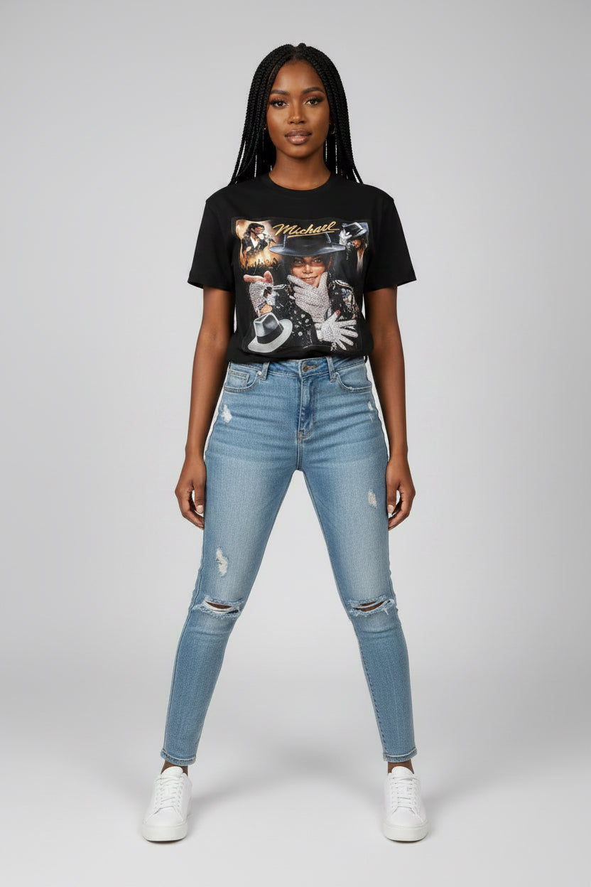 King of Pop Tribute Graphic Tee – Vintage Cream Edition