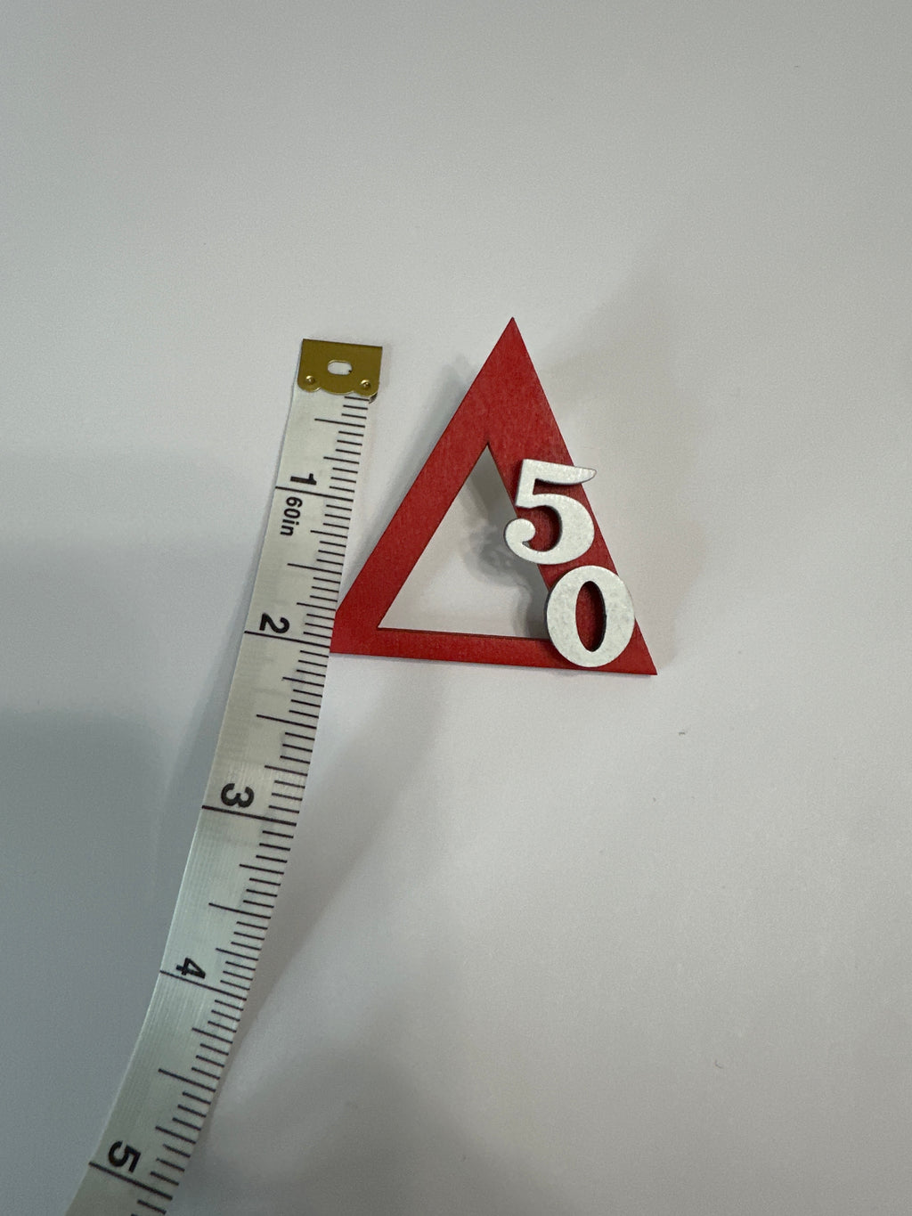 Delta Pyramid Pin – Custom Number with Pearl Clasp (2x2 in)