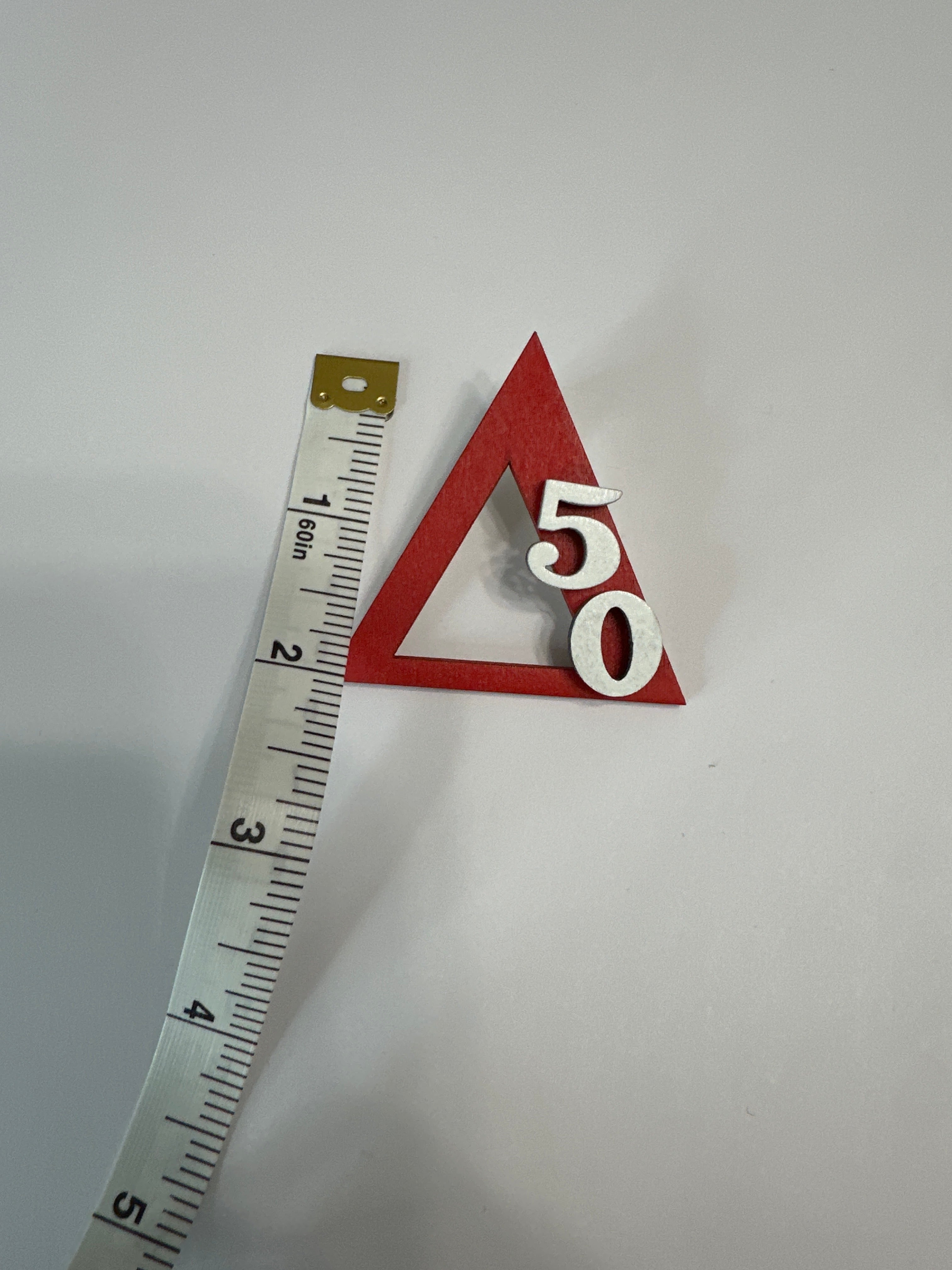 Delta Pyramid Pin – Custom Number with Pearl Clasp (2x2 in)