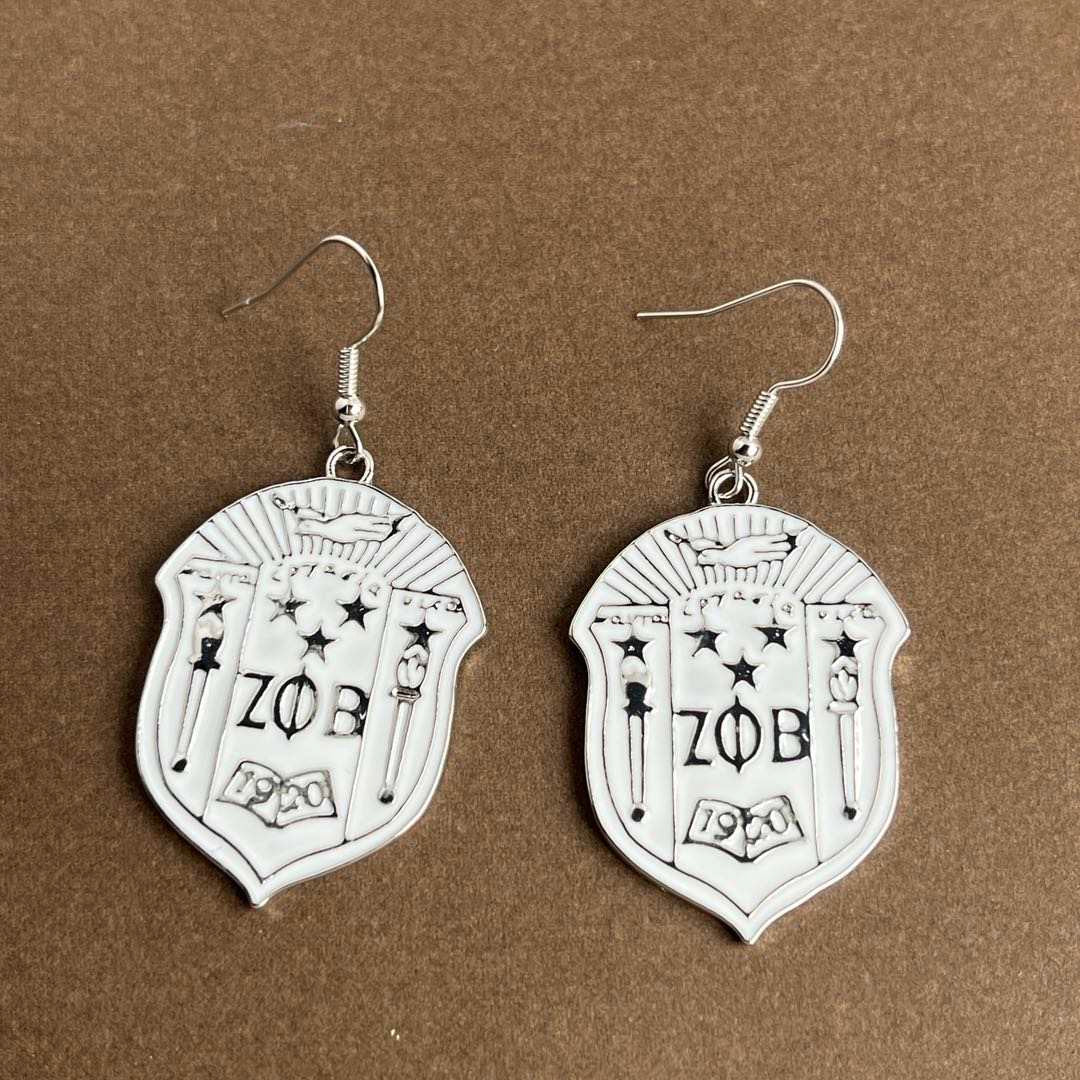 Zeta shield earrings