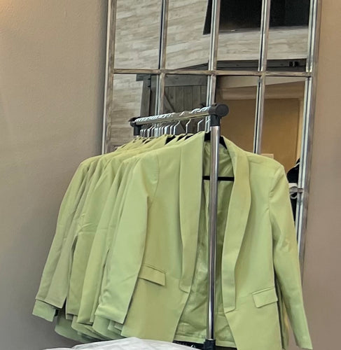 Green buttonless blazer