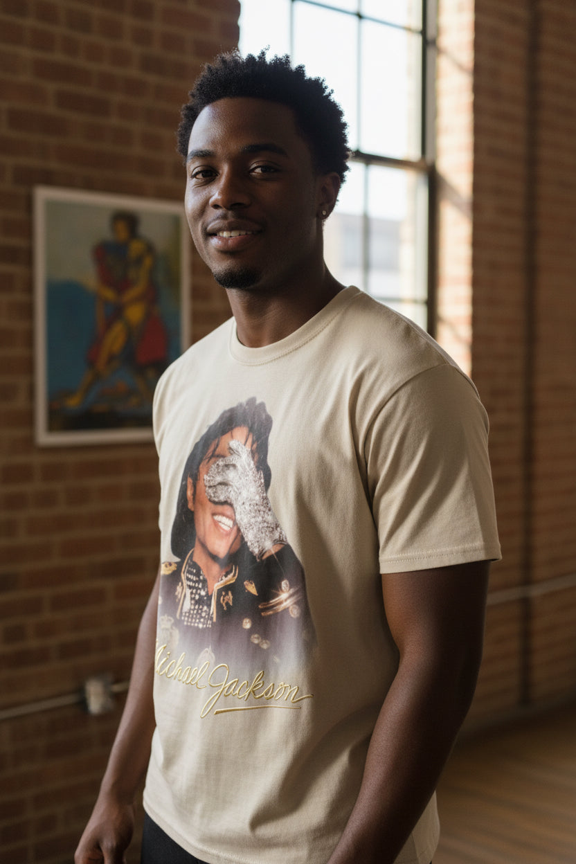King of Pop Tribute Graphic Tee – Vintage Cream Edition