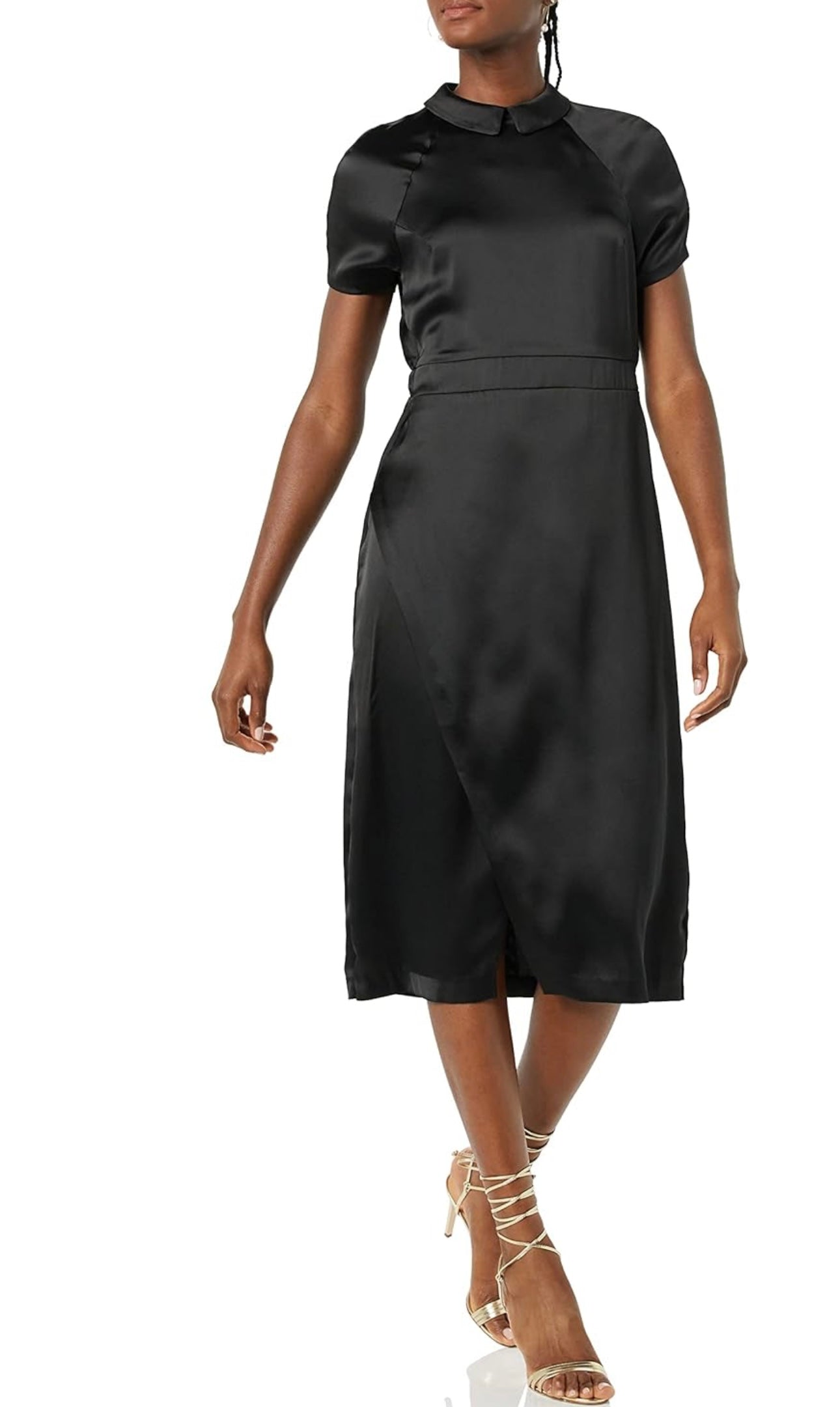 Black collard faux wrap dress- Making the Cut
