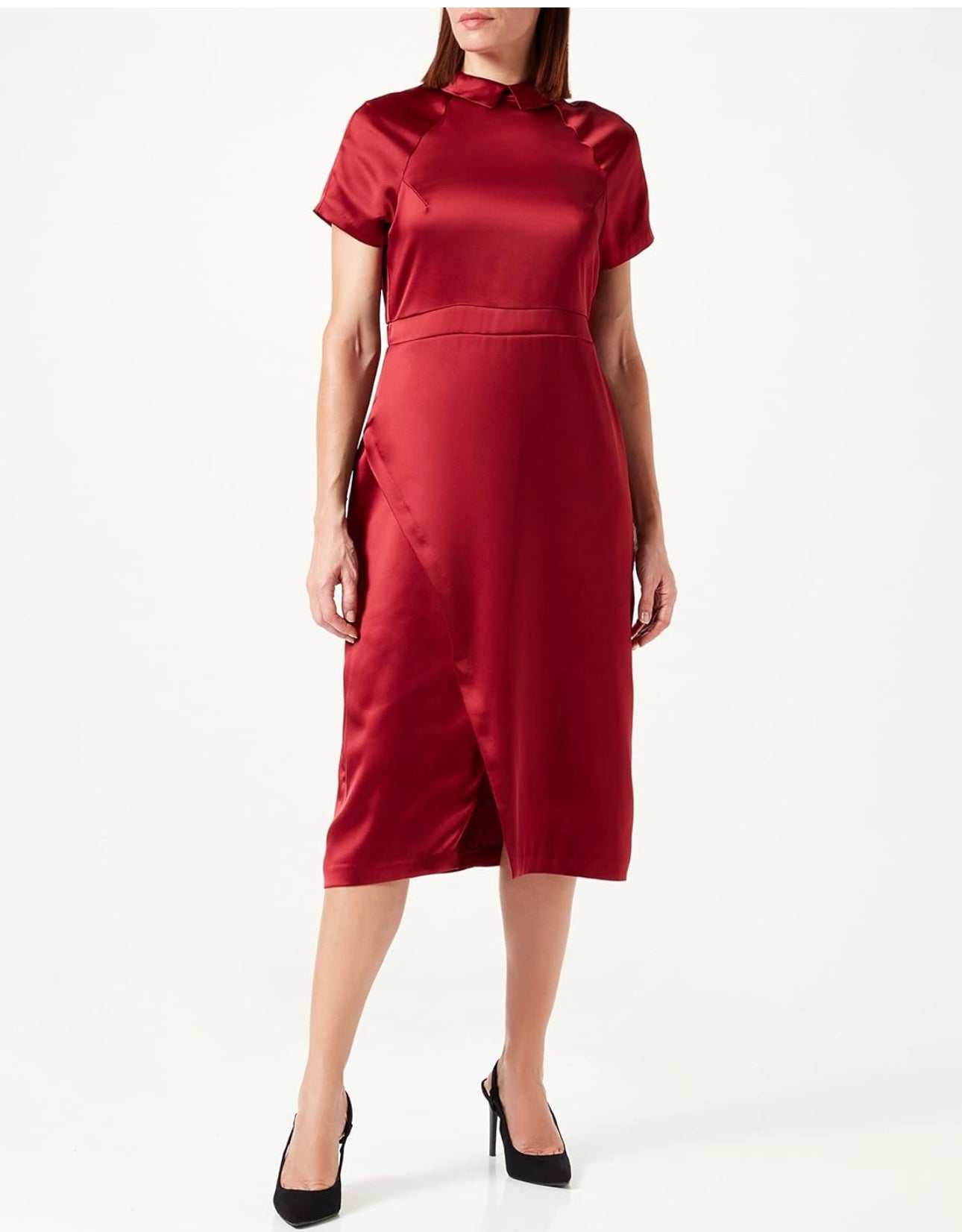 Collard faux wrap dress