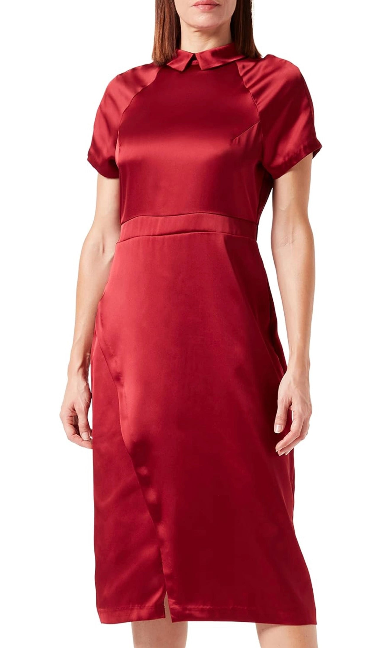 Collard faux wrap dress