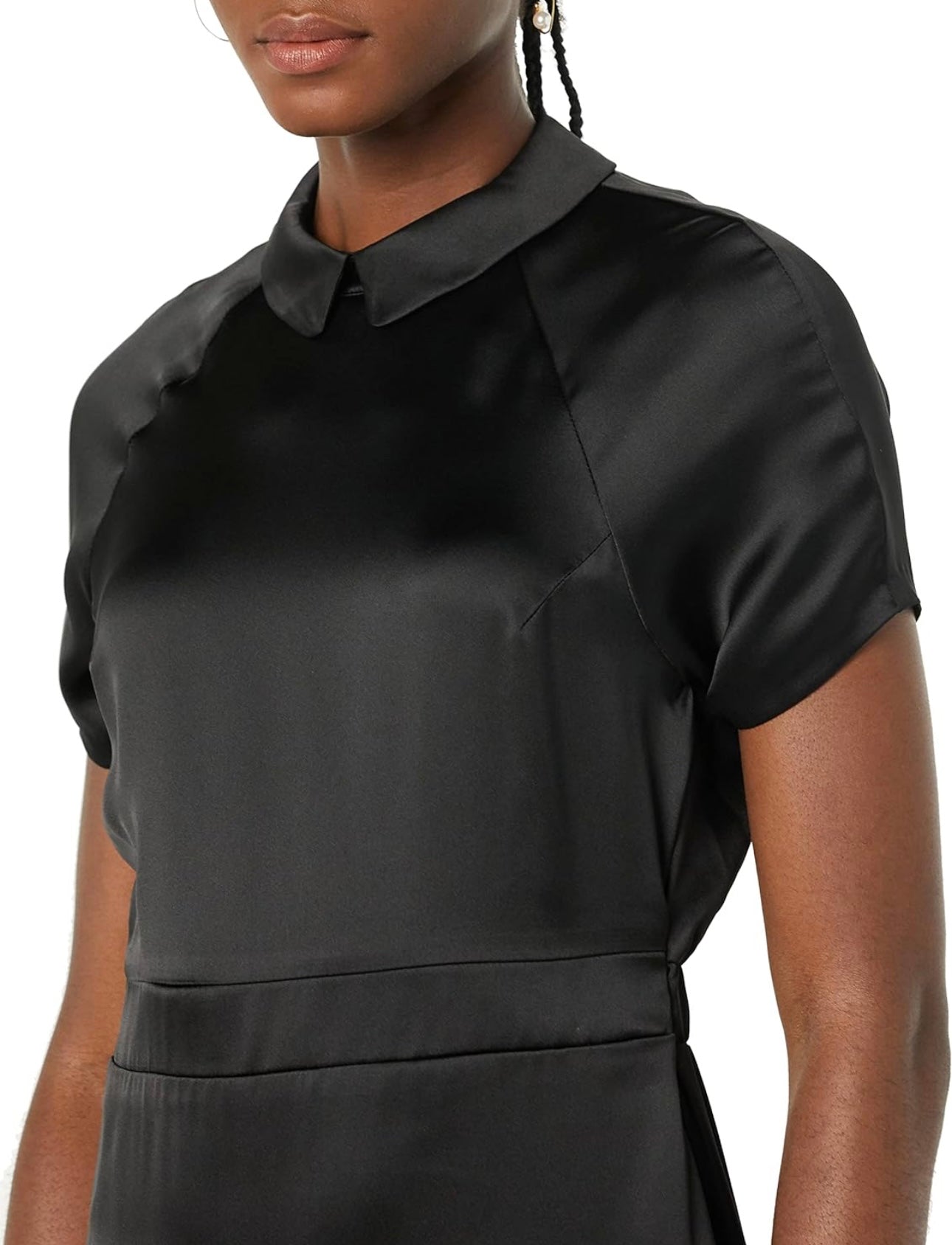 Black collard faux wrap dress- Making the Cut