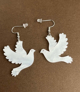 White dove acrylic earrings
