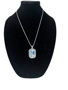 Double sided bezeled rhinestone pendant & necklace