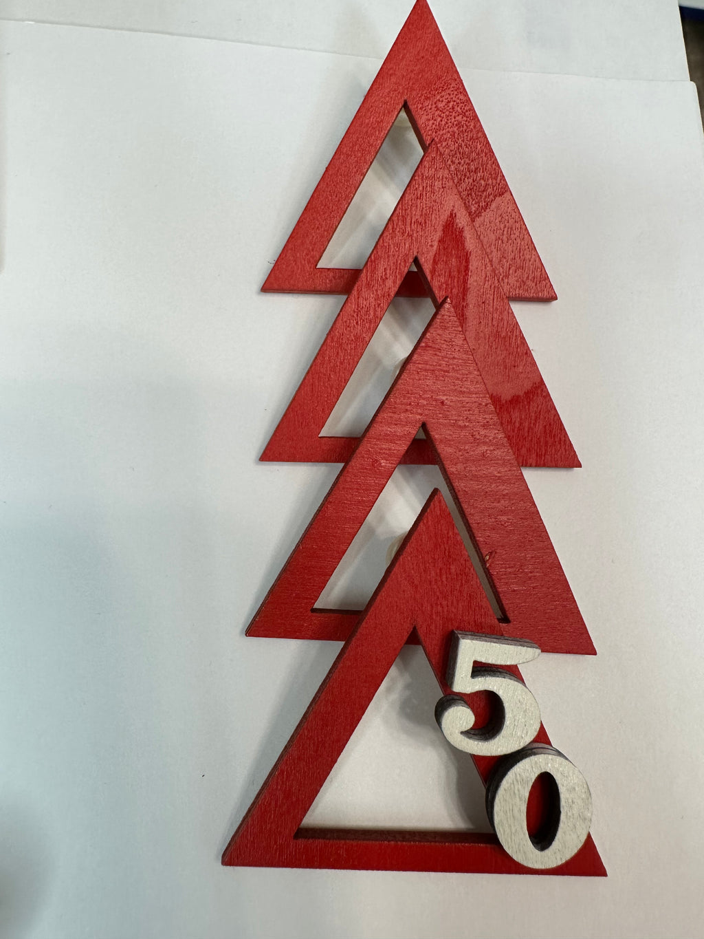 Delta Pyramid Pin – Custom Number with Pearl Clasp (2x2 in)