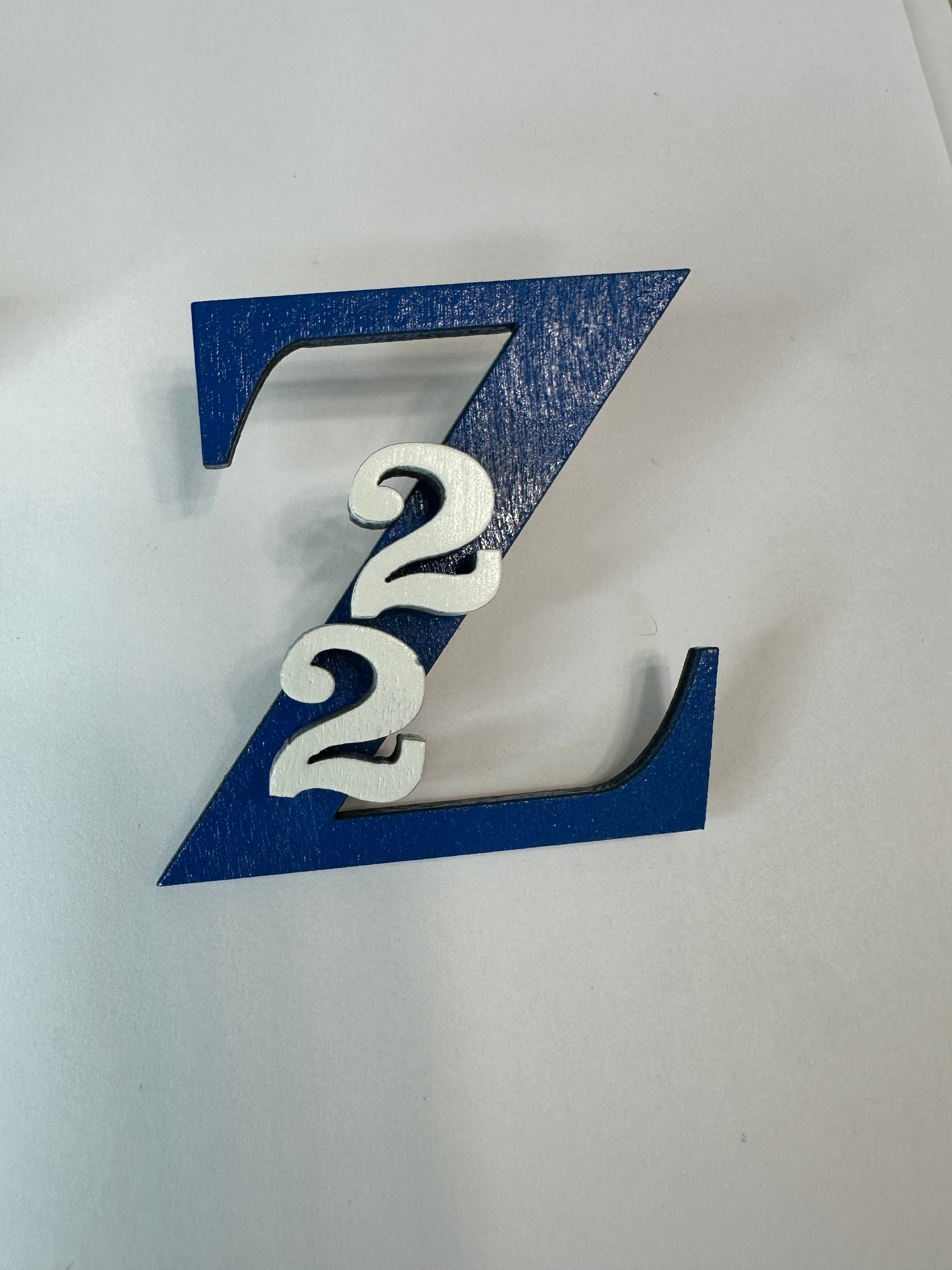 Zeta Line Number Pin – Custom Blue “Z” with White Number