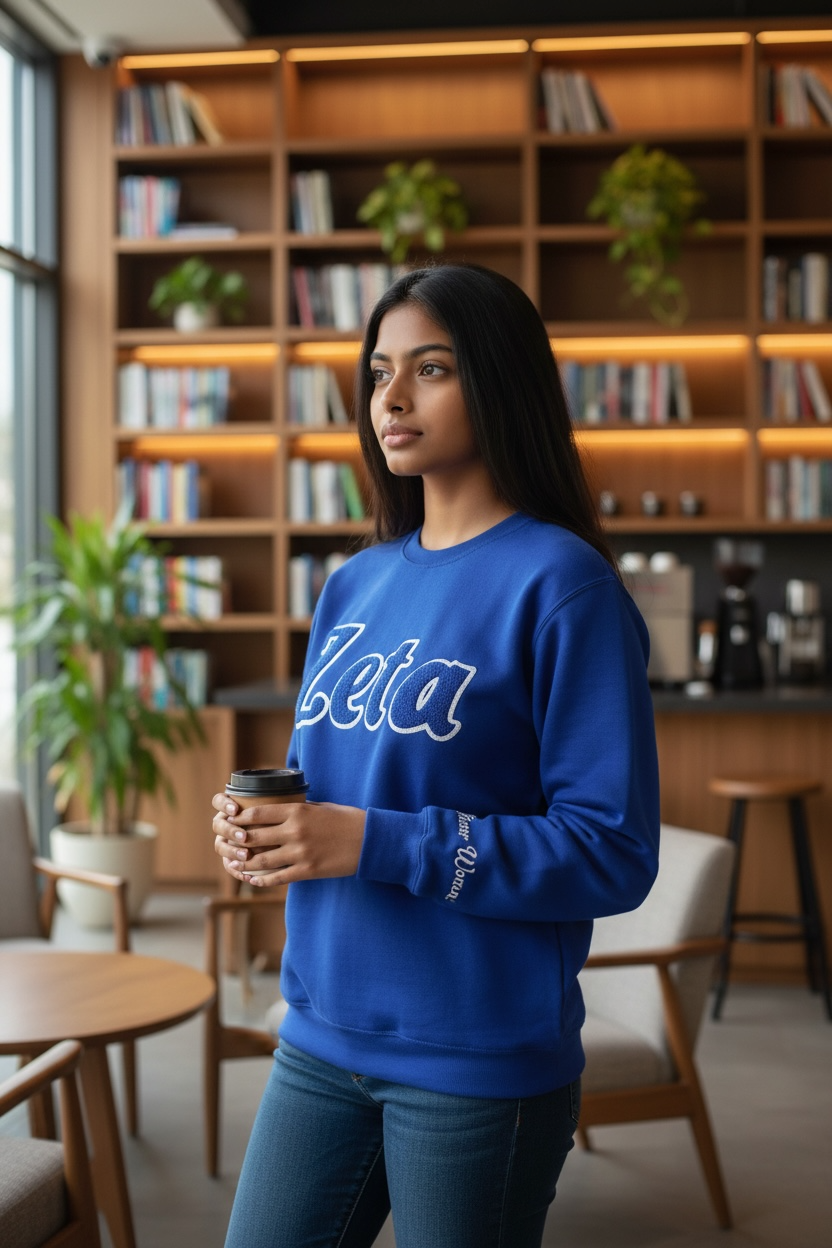 Zeta embroidered detailed sweatshirt