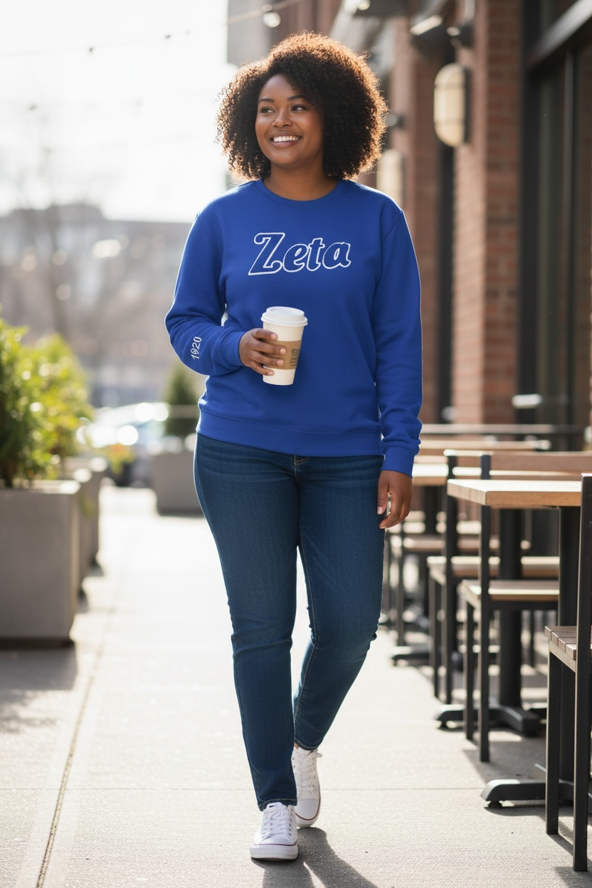 Zeta embroidered detailed sweatshirt