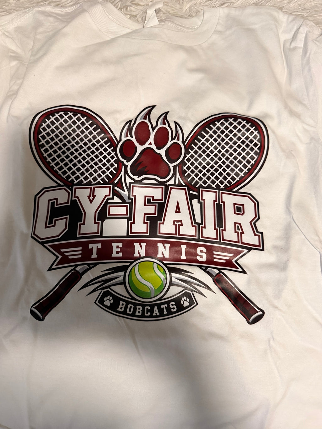 Custom Cy-Fair High School tennis shirt created by JLJ Concierge Services