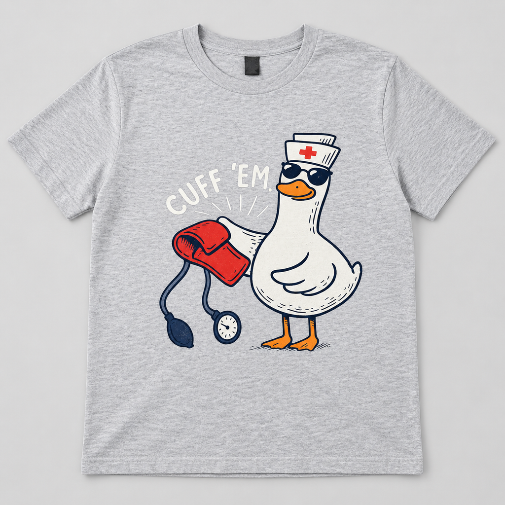 Custom healthcare themed shirt by JLJ on a professional studio background