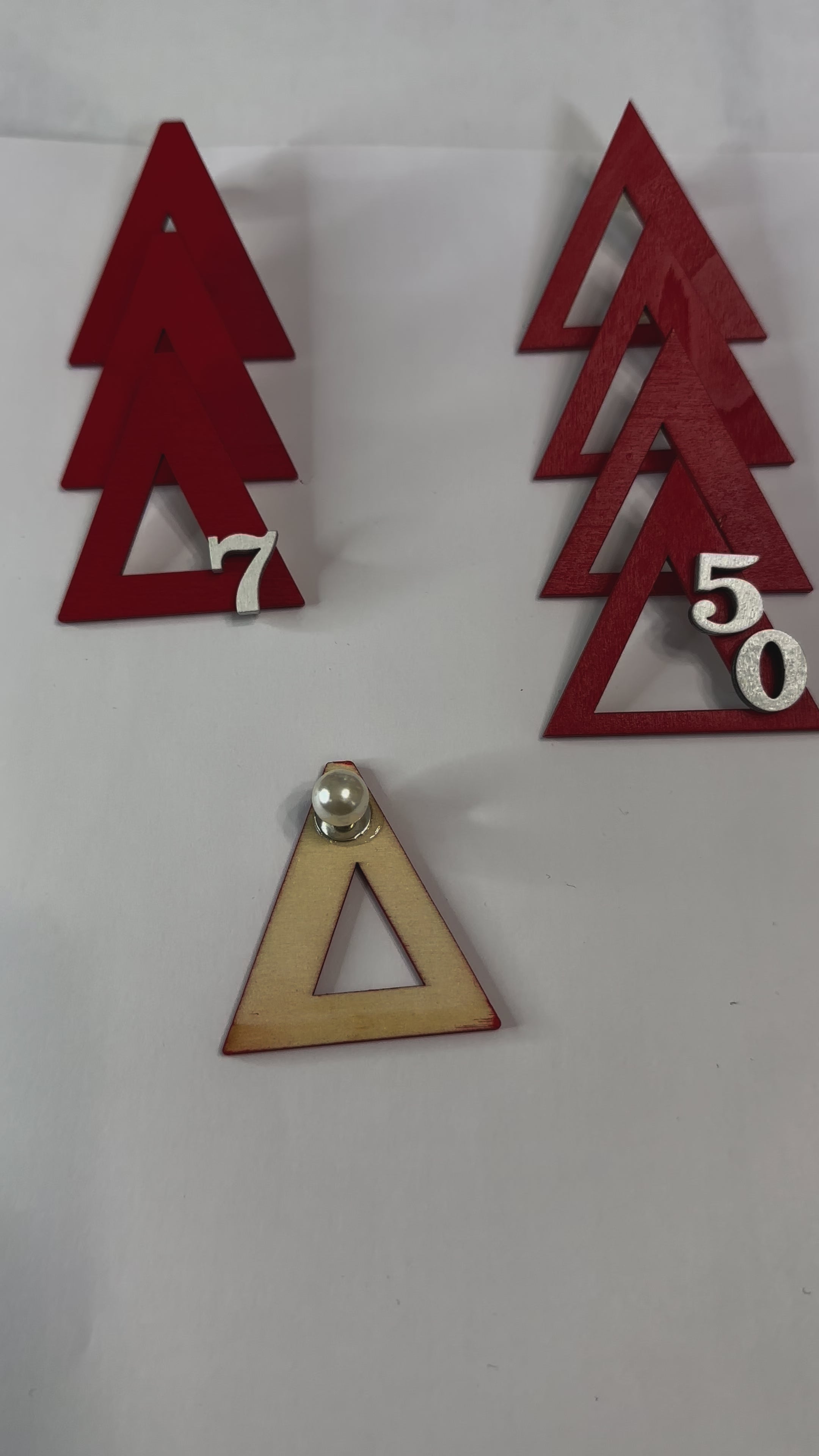 Delta Pyramid Pin – Custom Number with Pearl Clasp (2x2 in)