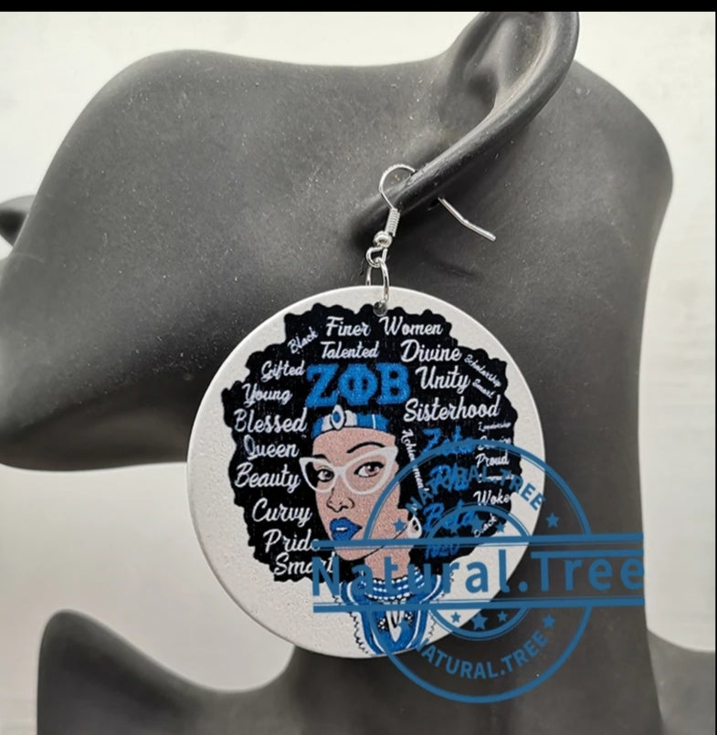 Zeta afro words earrings