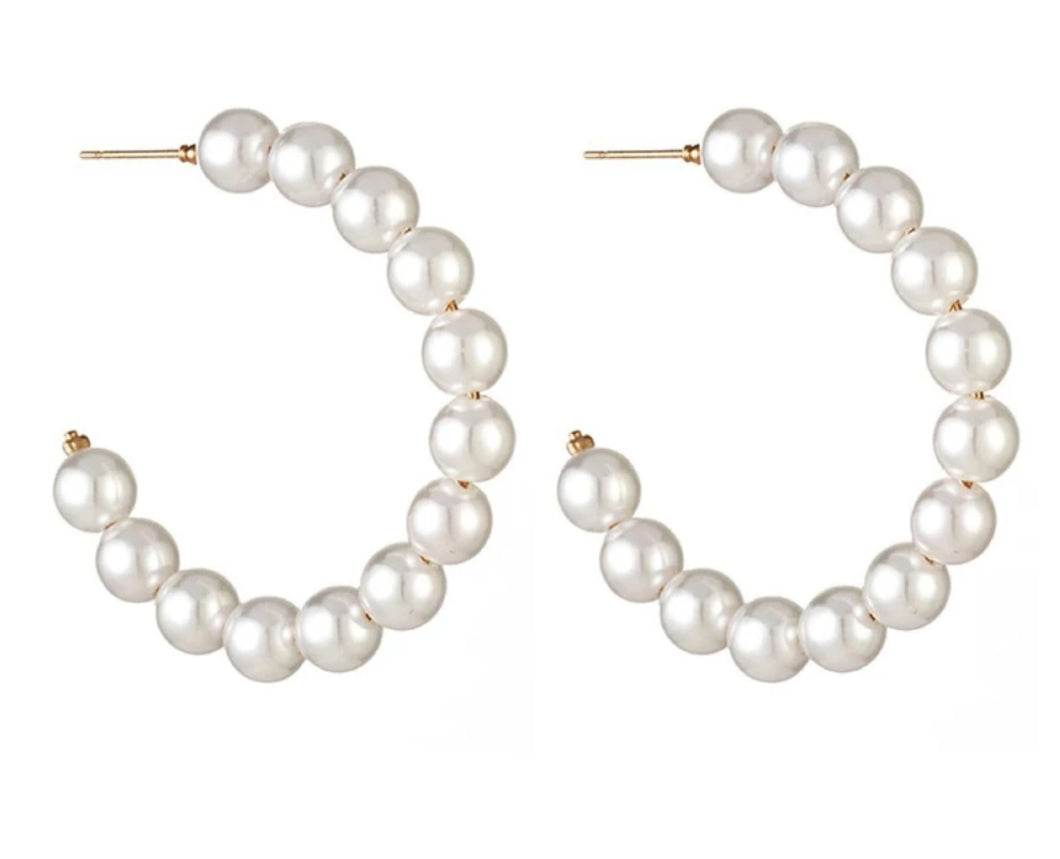 C shaped Pearl earrings