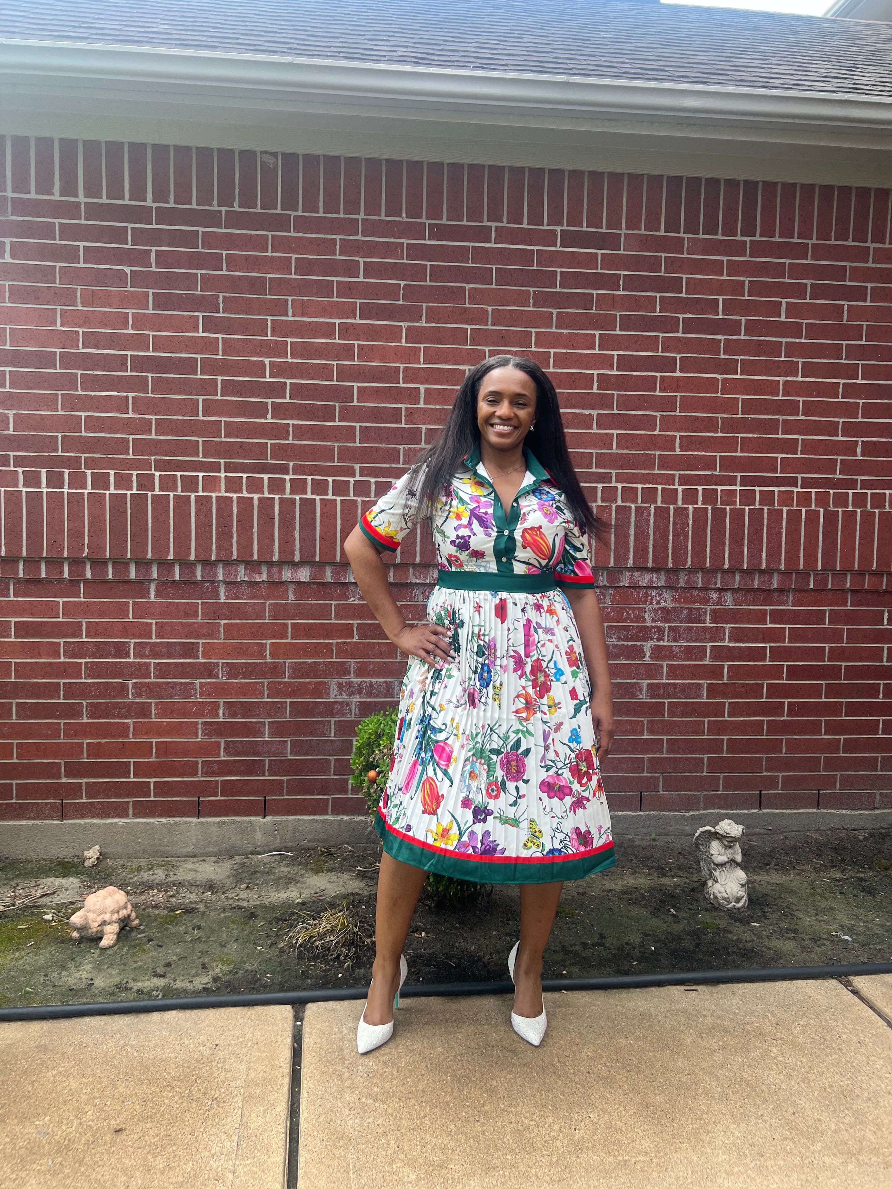 Pleated flower dress