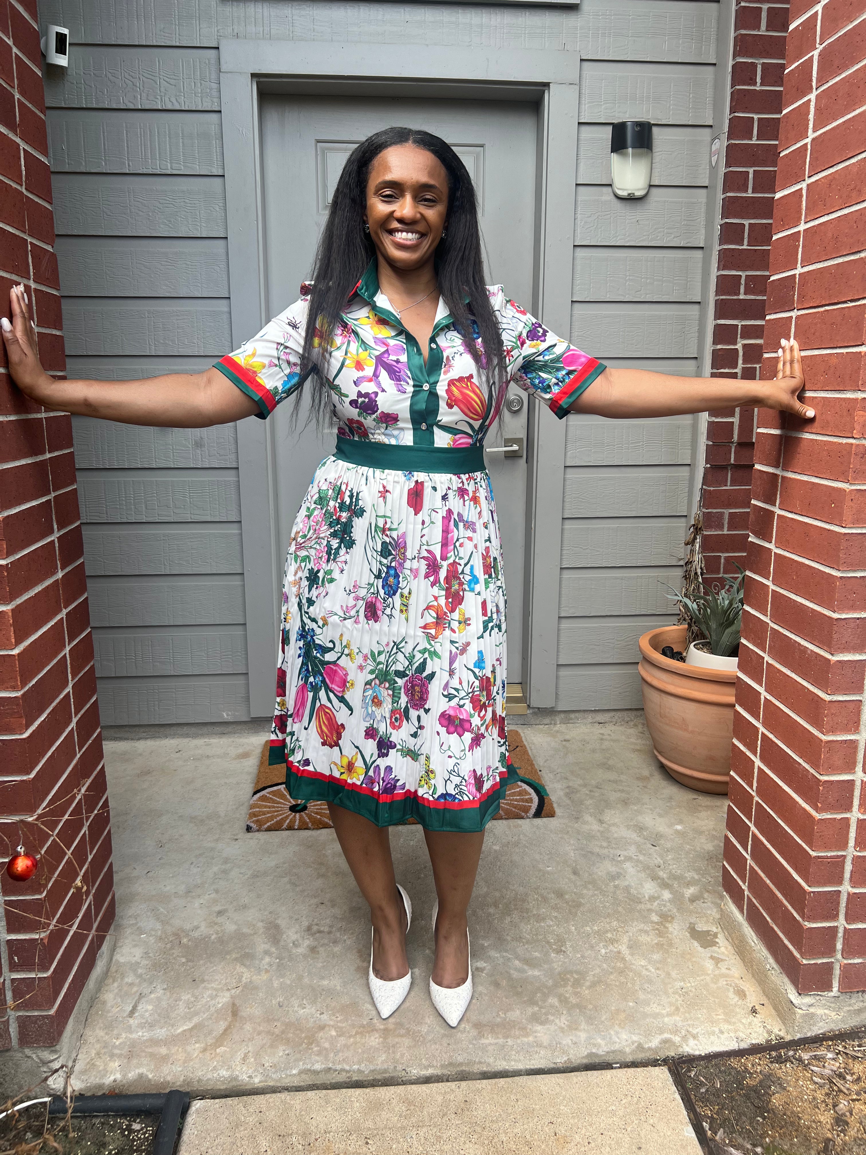 Pleated flower dress