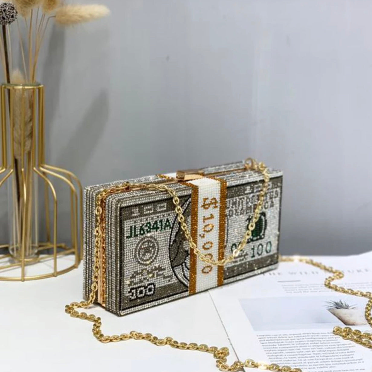 Money bling clutch
