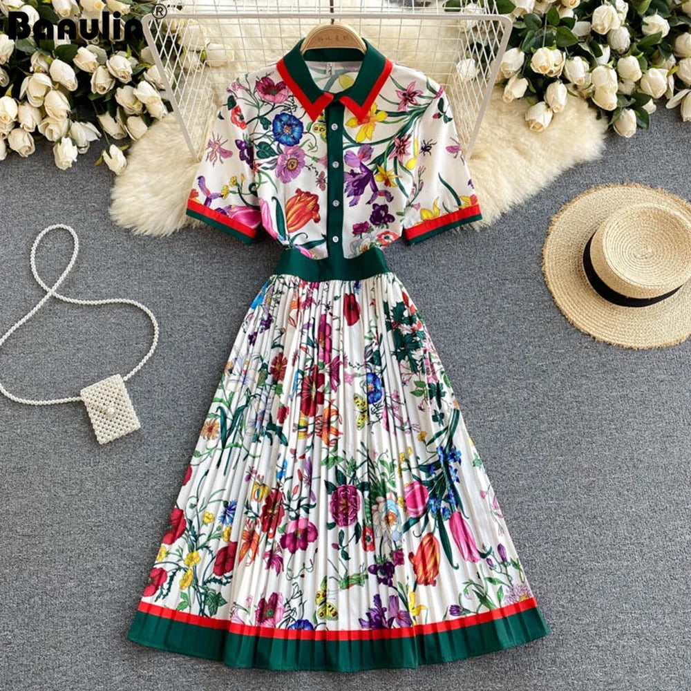 Pleated flower dress