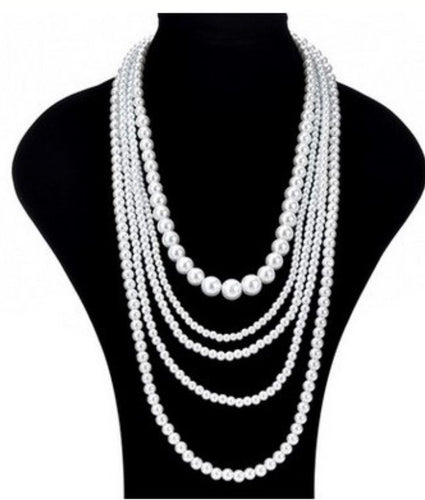 5 multilayer simulated pearl necklace