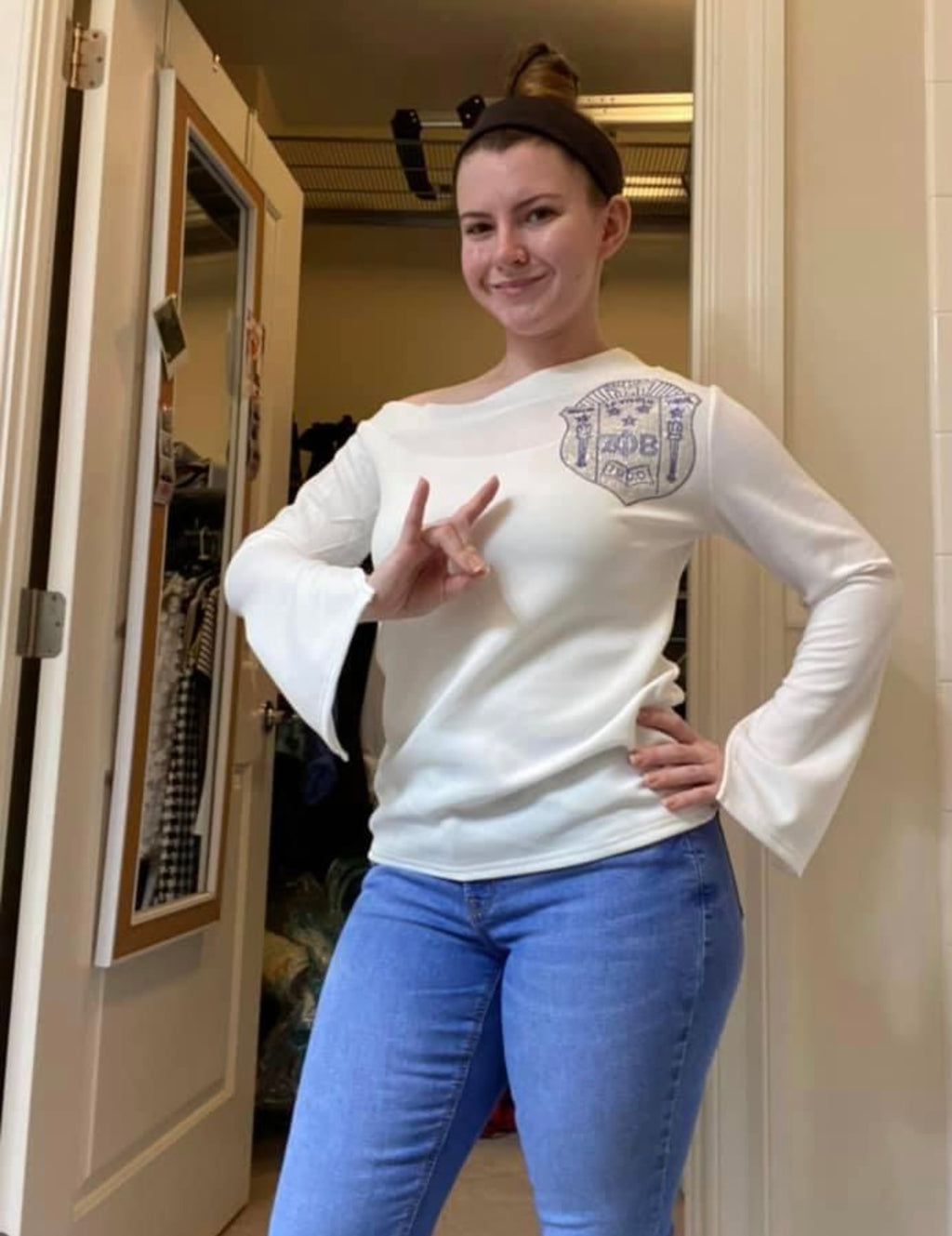 3/4 Off the shoulder shield shirt