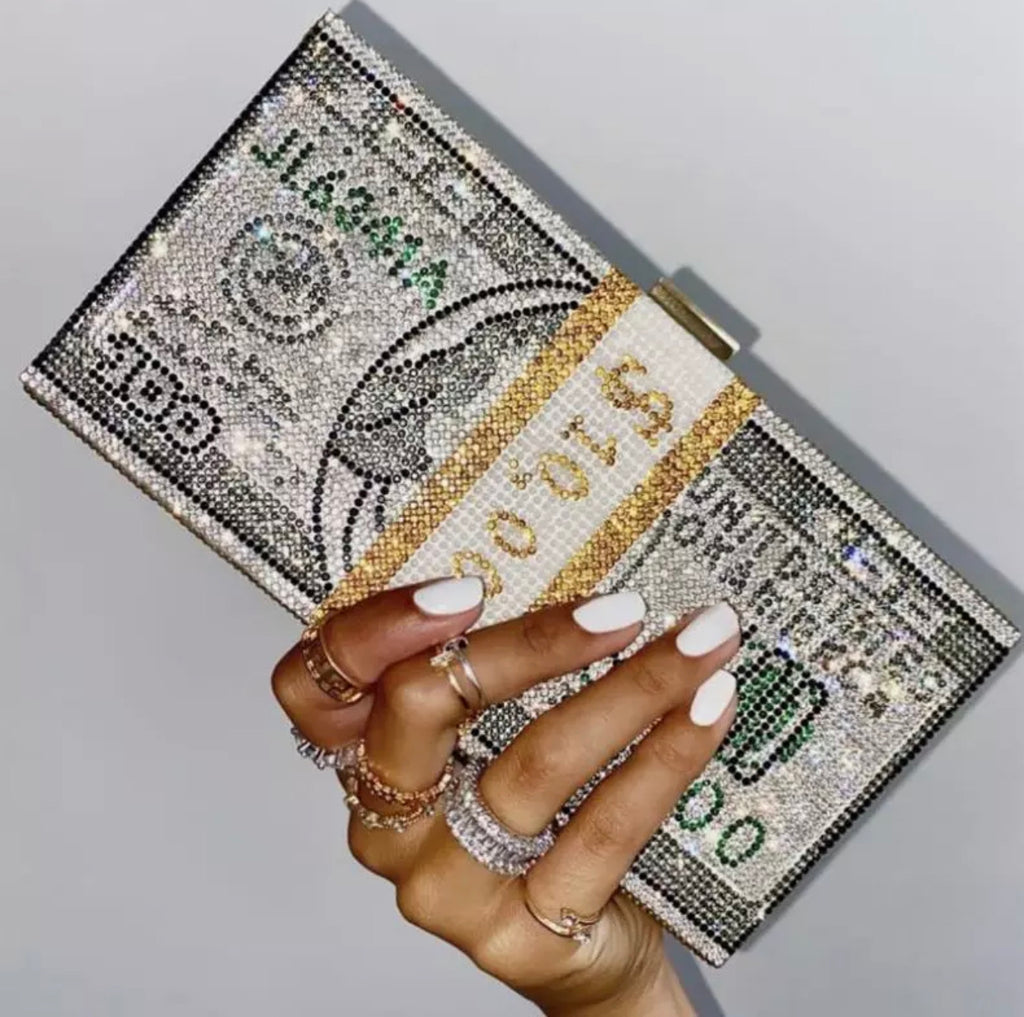 Money bling clutch
