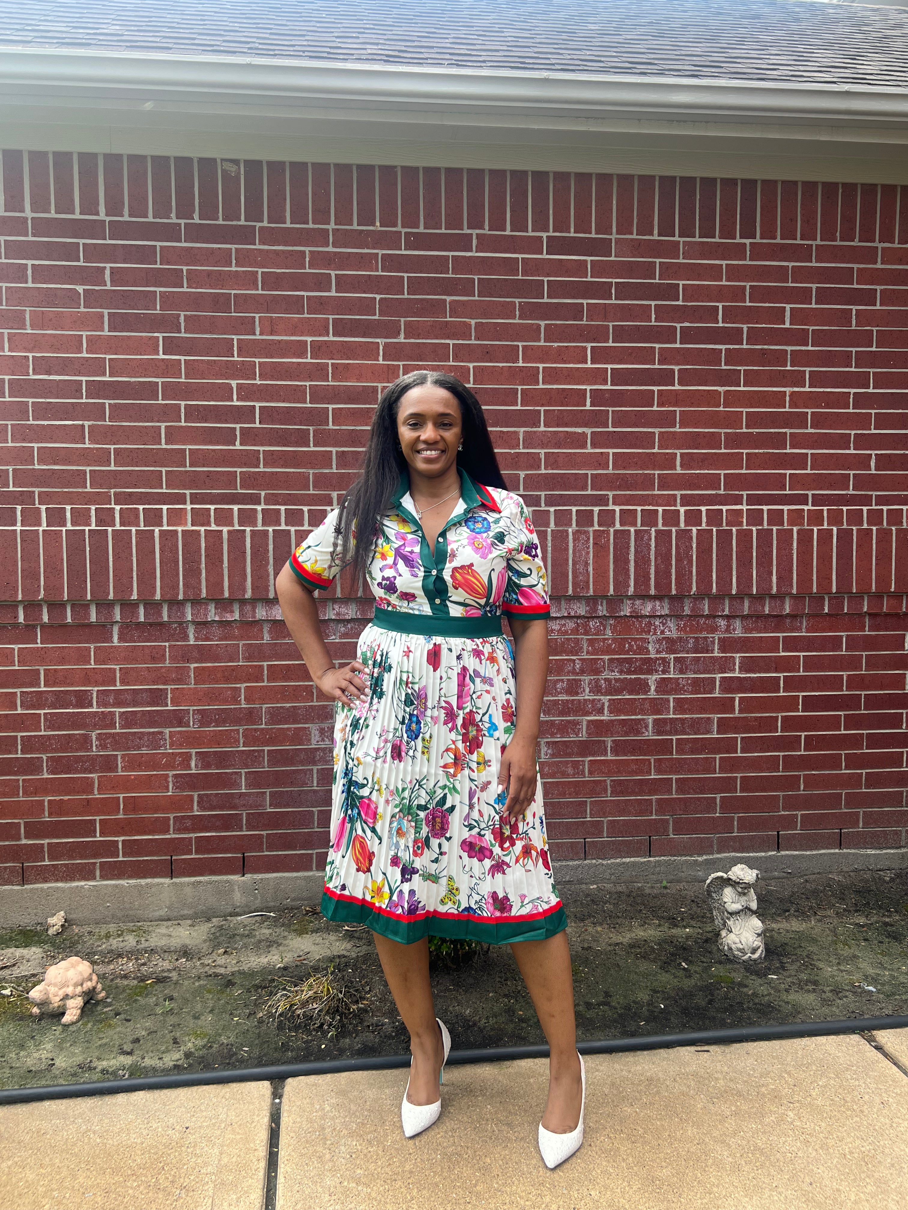 Pleated flower dress