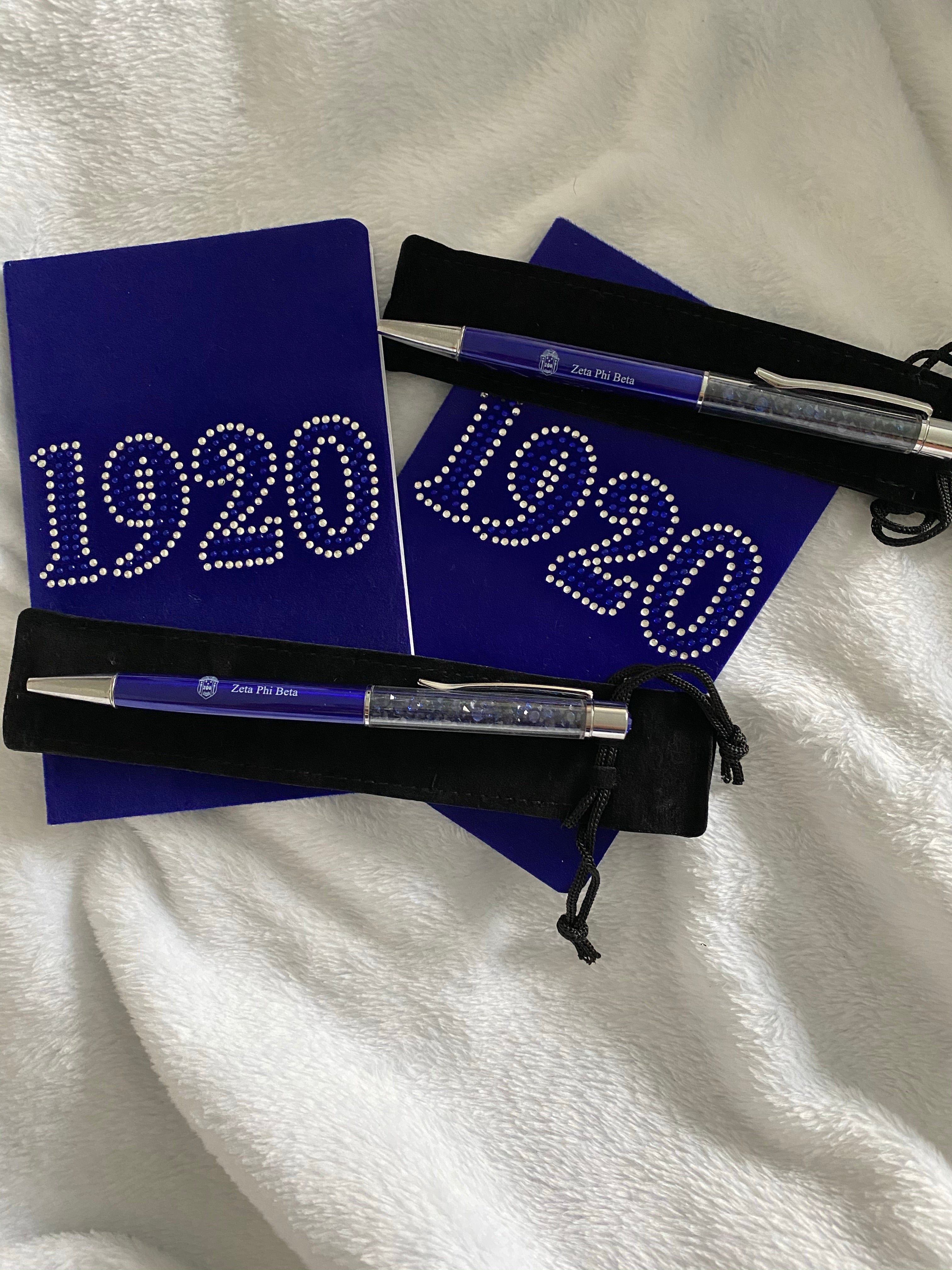 Beautiful velvet bling notebook & ink pen set