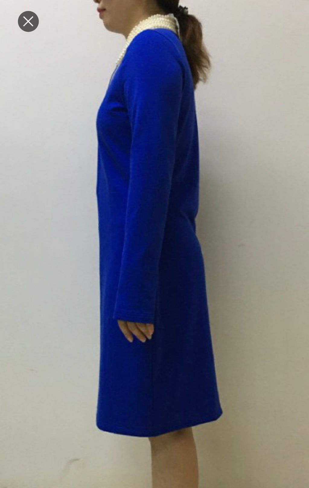 Zeta shield dress with removable pearl collar