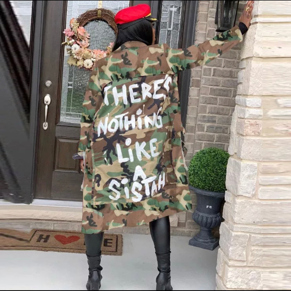 Camouflage print long jacket