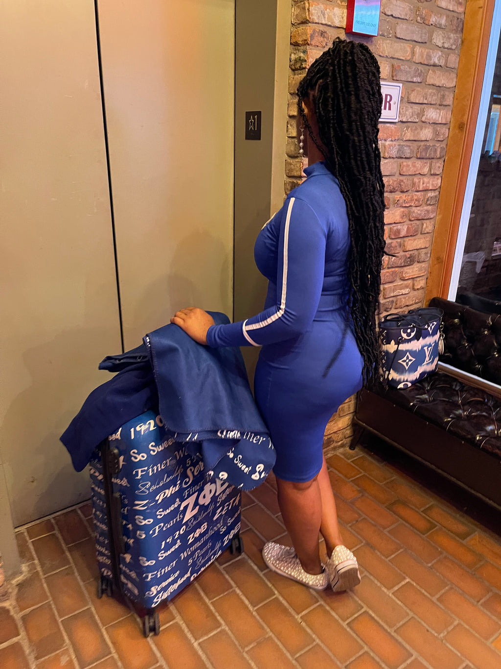 Hi-collar dress