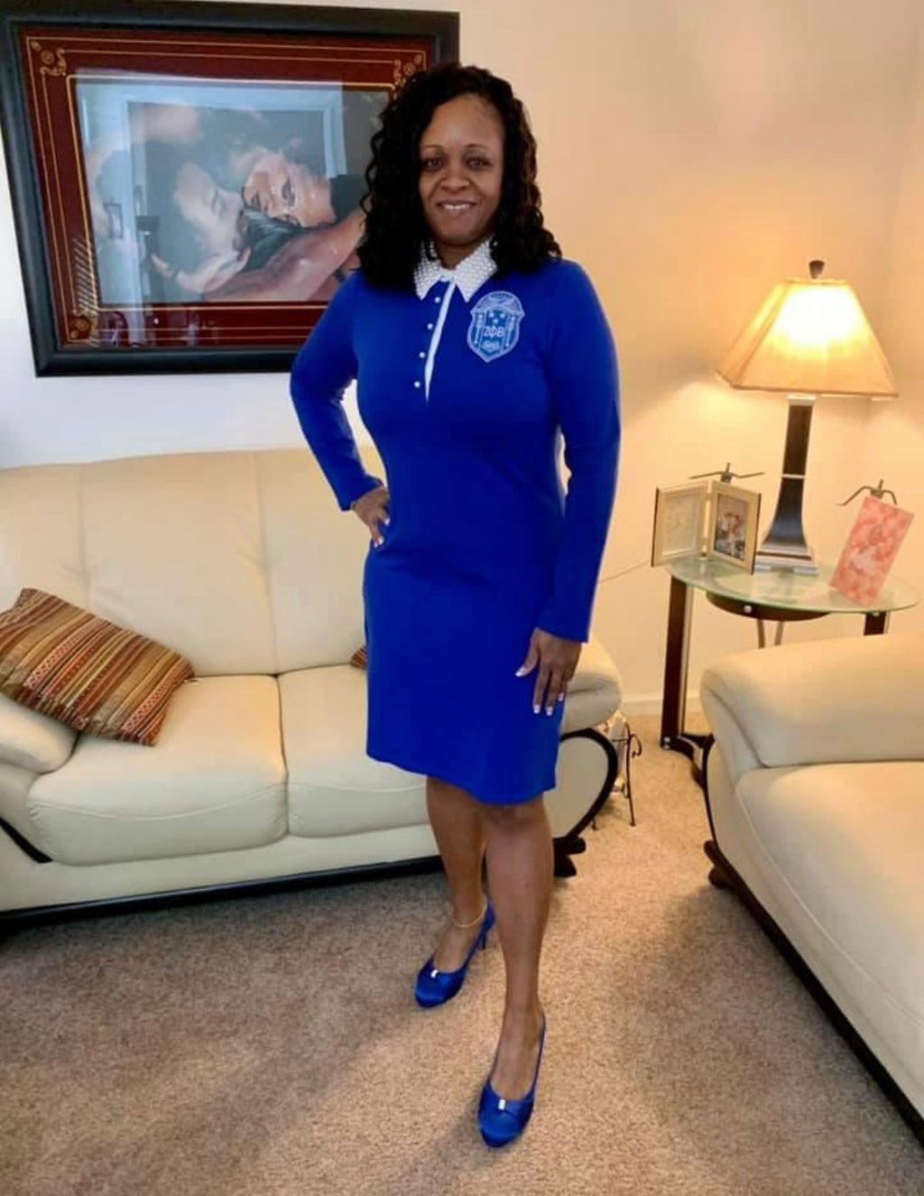 Zeta shield dress with removable pearl collar