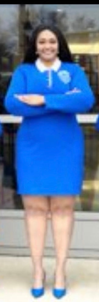 Zeta shield dress with removable pearl collar