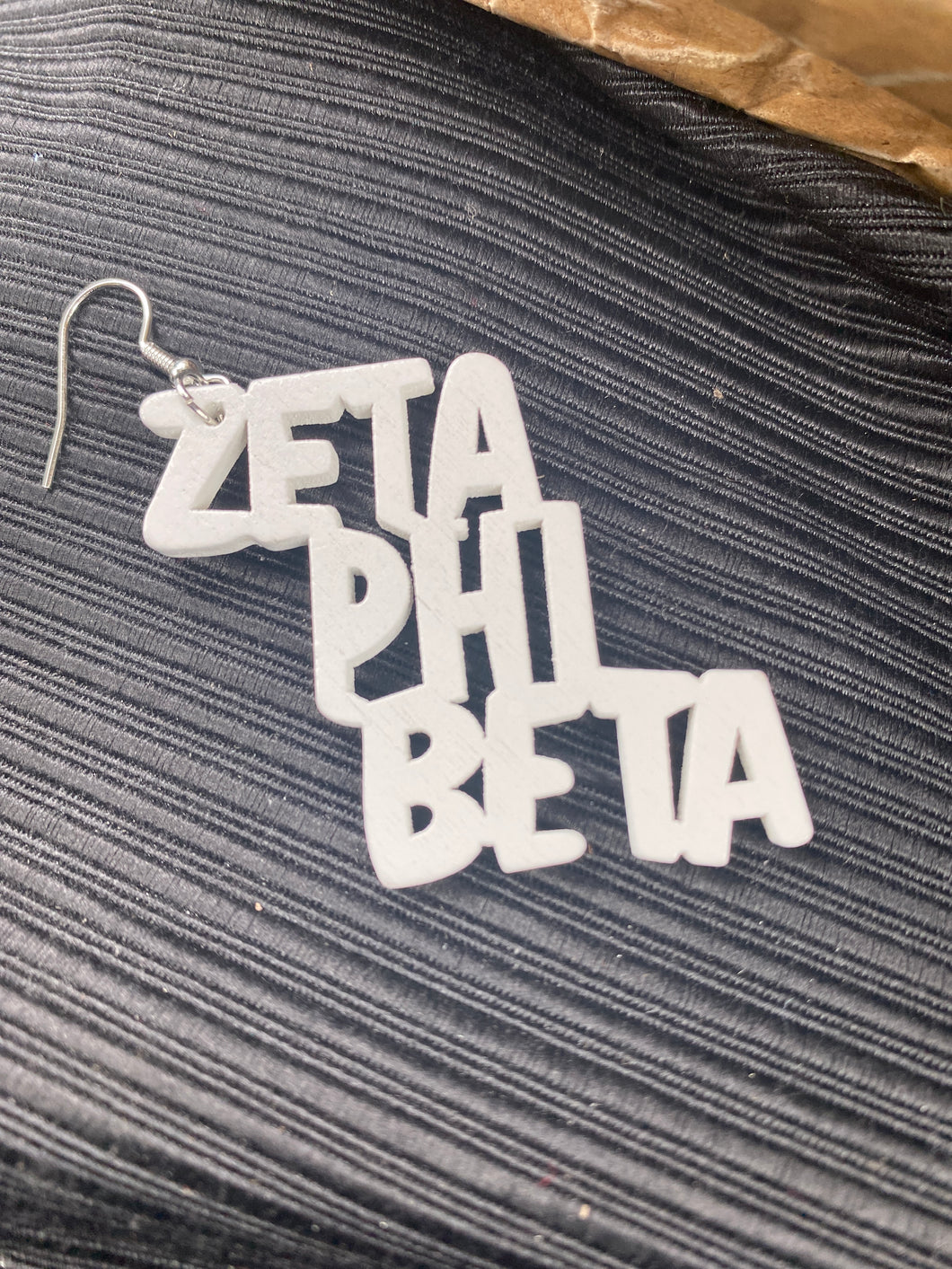 Zeta Phi Beta carved earrings