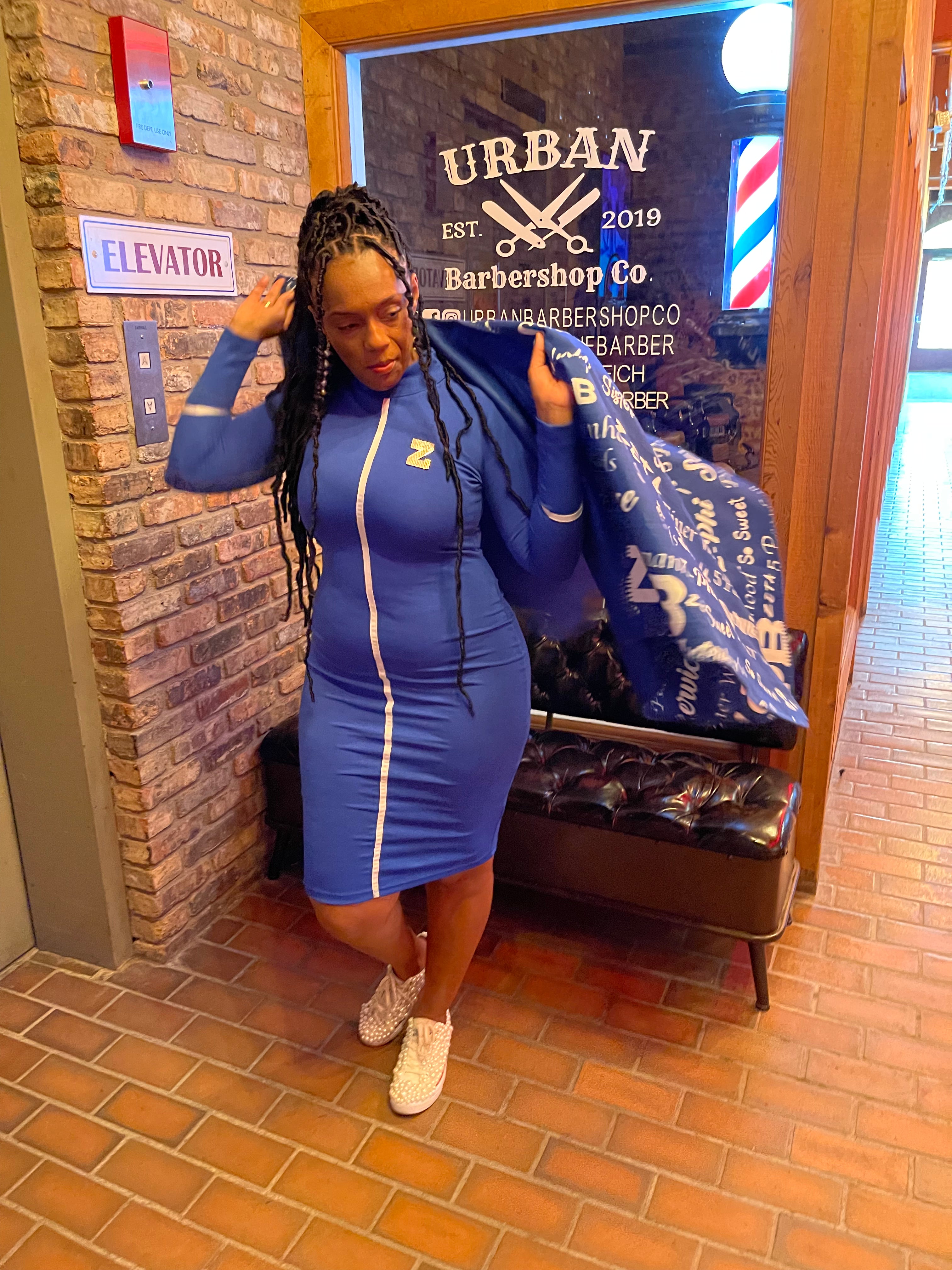 Hi-collar dress
