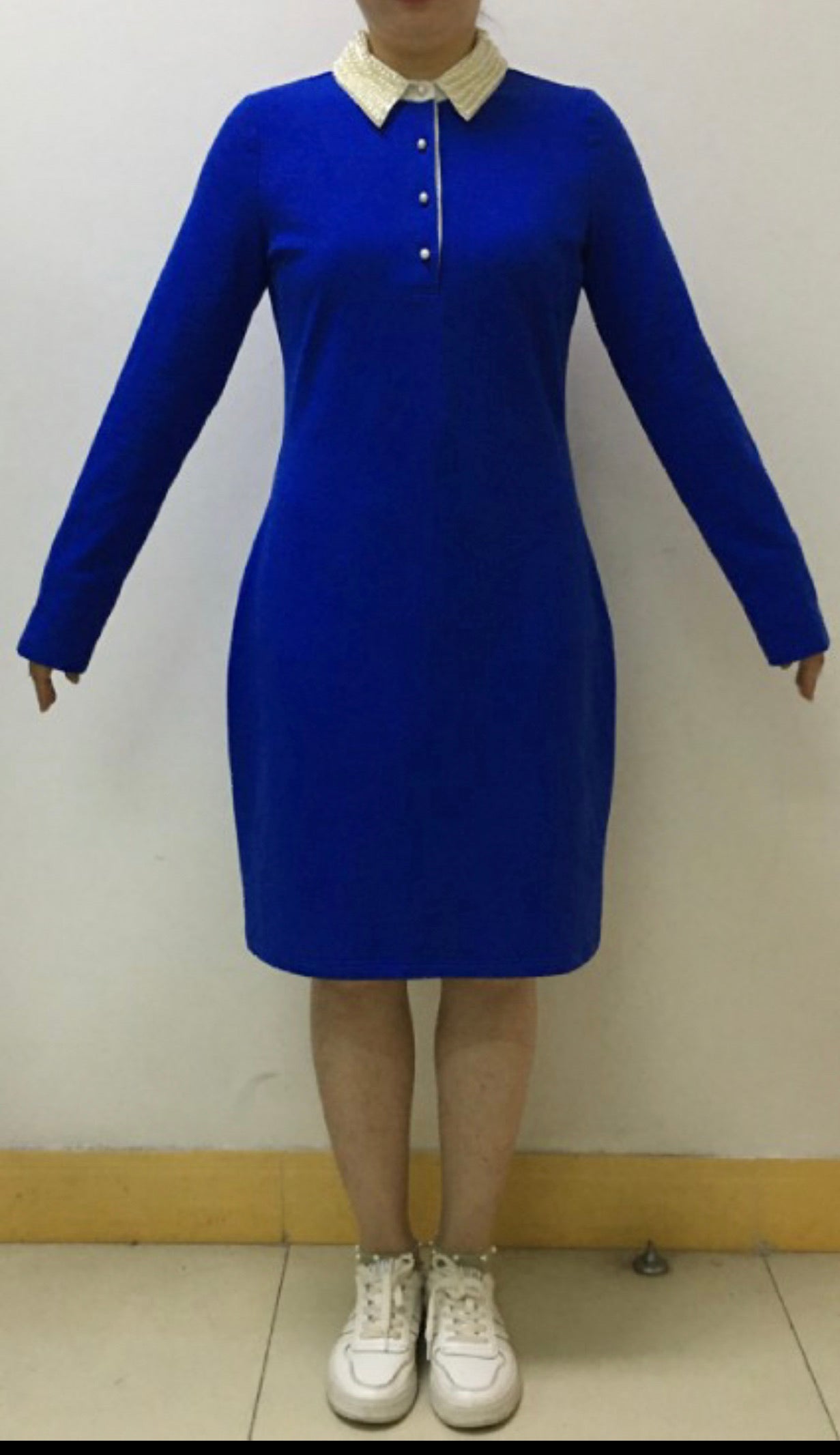 Zeta shield dress with removable pearl collar