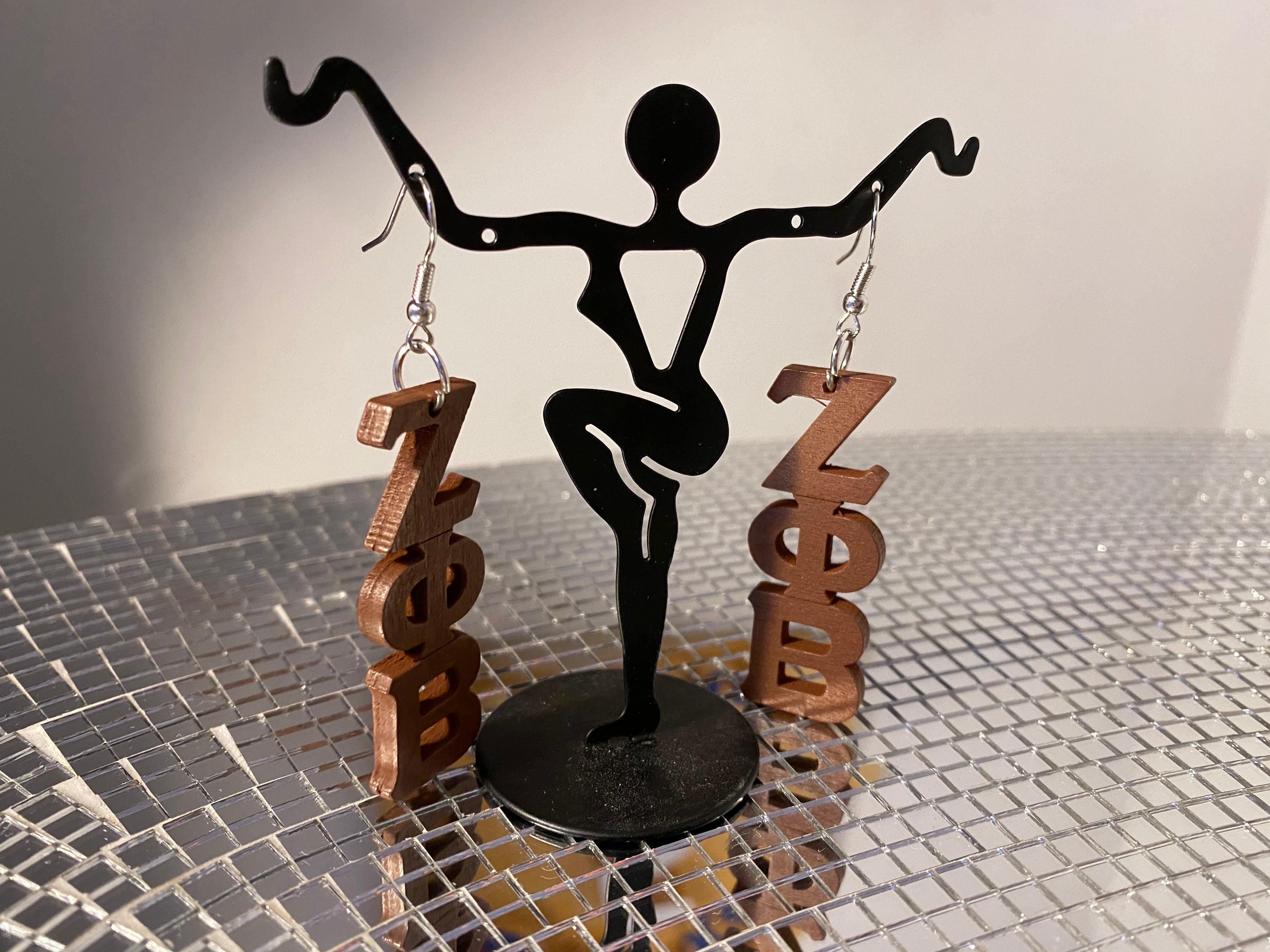 Brown carved ZPB EARRINGS