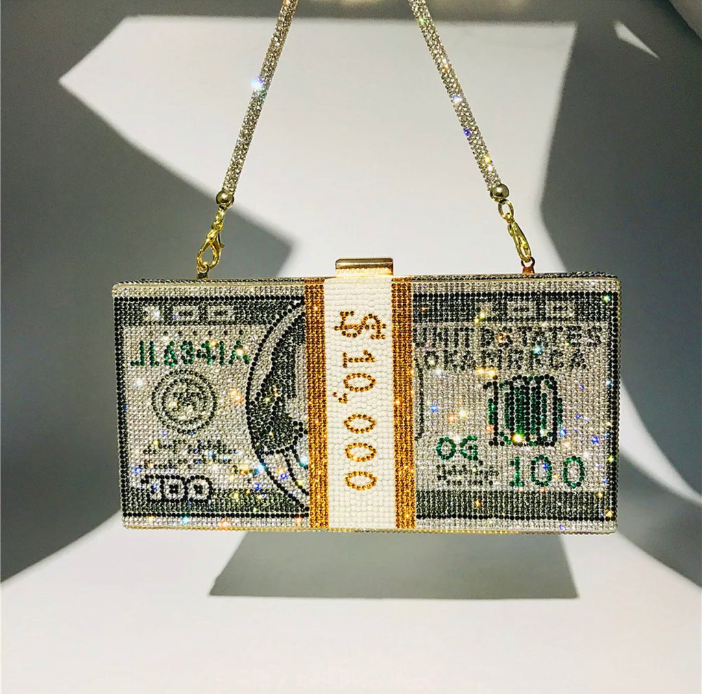 Money bling clutch