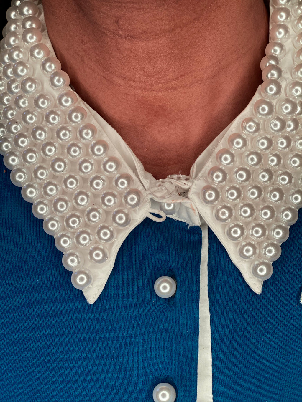 Zeta shield dress with removable pearl collar