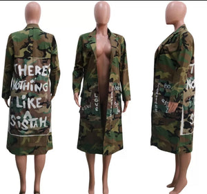 Camouflage print long jacket