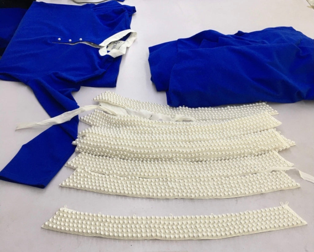 Zeta shield dress with removable pearl collar