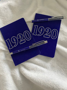 Beautiful velvet bling notebook & ink pen set